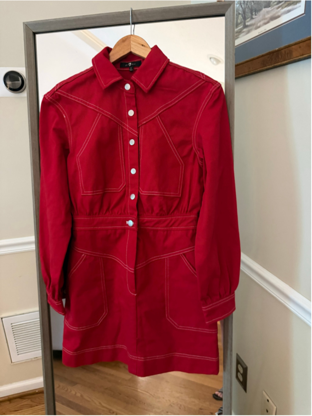Women's 7 For All Mankind Red Denim Dress , Size 2